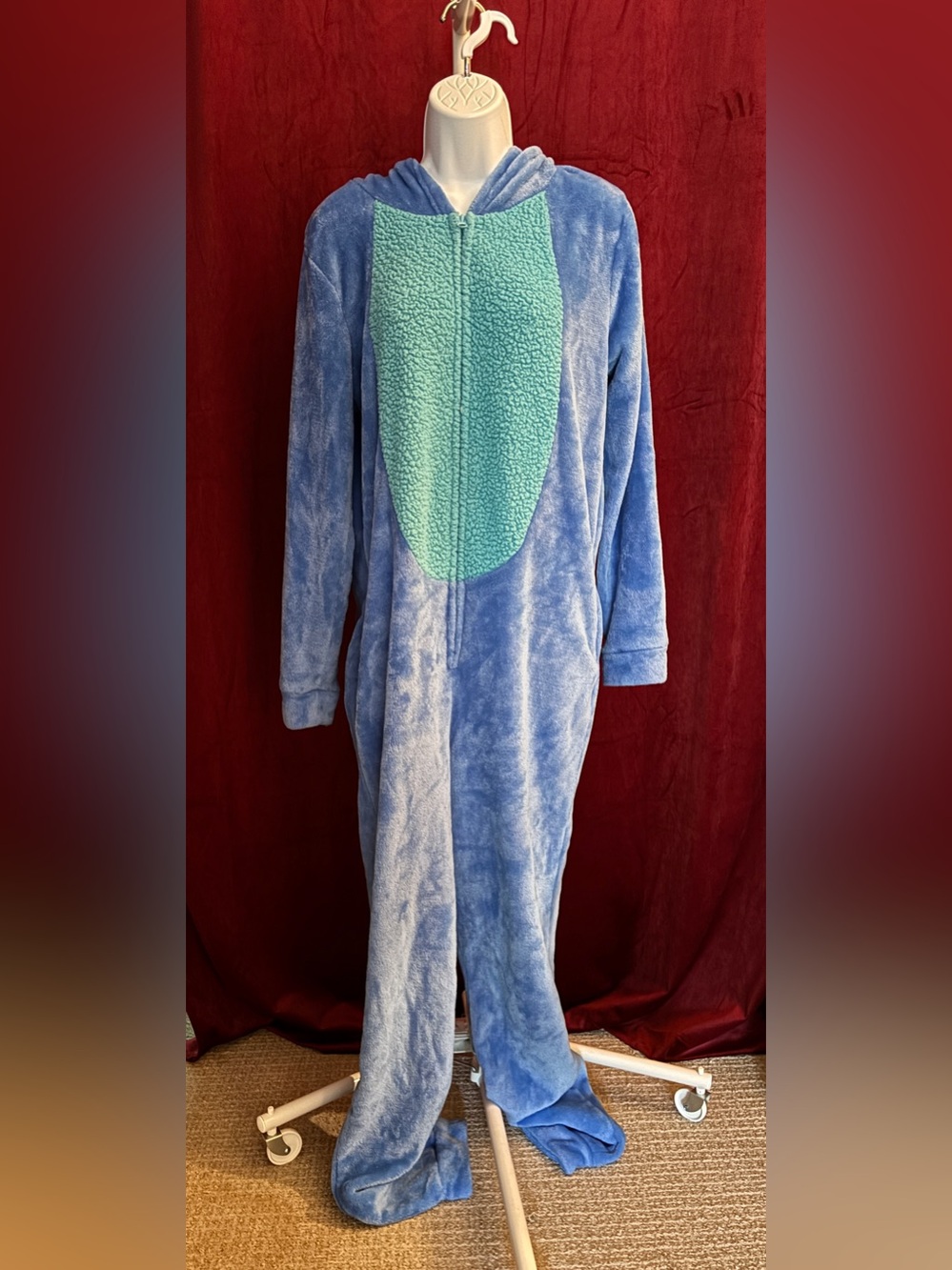 Lilo & Stitch Kids Large (12-14) Plush Blue Onesie Pajamas Unisex